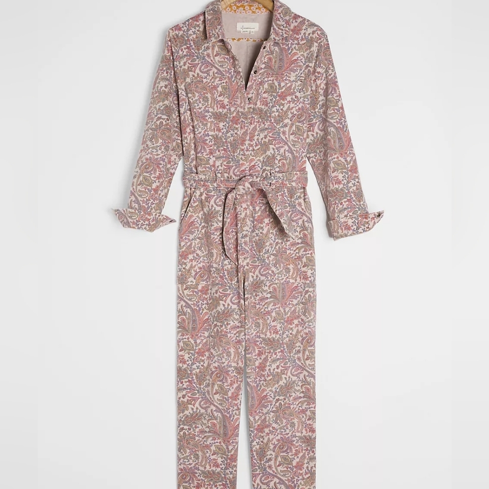 Anthropologie Pink Floral Jumpsuit